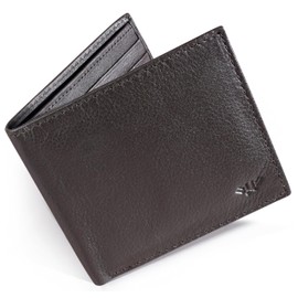 LUXEORIA Genuine Leather Wallet for Men, Handcrafted Travel Wallet, Minimalist Mens Slim Bifold Wallet, Anti-Theft RFID Blocking Wallet for Men's, Bi-fold - Chocolate