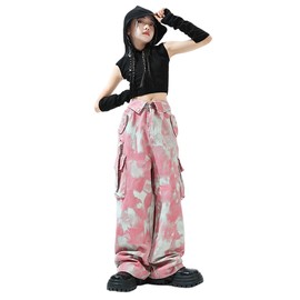 FLASHOON Kids Dance Costume, Setup, Girls, Tank Top, Tight Pants, Loose Fit, Kids Hip Hop, Jazz, Street Style Tops, Pants, Girls, 110, 120, 130, 140, 150, 160, 170cm, Girls, Black, Pink, Setup, 140