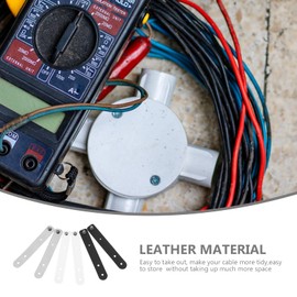 HOMSFOU 6pcs Leather Buckle Winder Black Zip Ties Reusable Zip Ties Data Leather Cord Organizer USB Harness