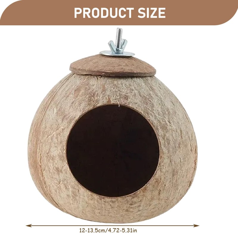 Coconut Hide for Bird 4.7-5.3" Natural Screw-On Bird House for