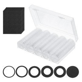 PATIKIL Coin Snap Holder, 100 Pack Coin Case Storage Round with Organizer Box Fit 17/20/25/27/30mm Coins for Collectors Collection Supplies, Black Foam Gasket