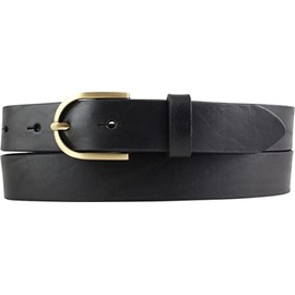 BELTINGER Women's Belt Made of Full Cowhide Leather with Gold Belt Buckle 3 cm Leather Belt for Women 30 mm Chino Belt, Black, Gold
