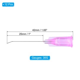 PATIKIL Blunt Tip Dispensing Needles 30G, 12 Pcs 1 Inch Industrial Liquid Dispenser Needle with Lure Lock for Refilling Liquid Ink Adhesive Glue, Purple