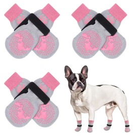 SCENEREAL Double Side Anti-Slip Dog Socks for Hardwood Floors to Stop Licking Paws, Non-Slip Dog Shoes for Hot/Cold Pavement, Slipping, Paw Protectors with Grippers