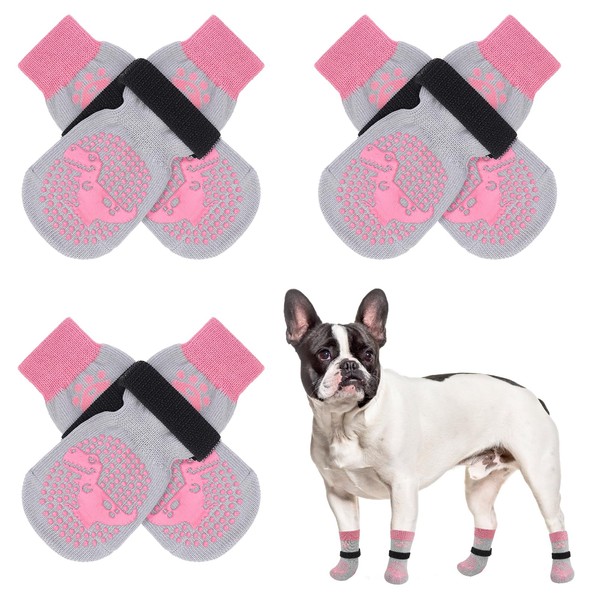 SCENEREAL Double Side Anti-Slip Dog Socks for Hardwood Floors to