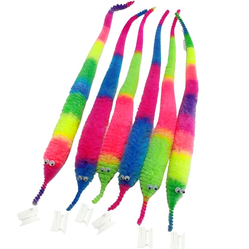 SHENGSEN Fuzzy Worm Toys String Pets Fuzzy Worms On String