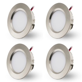 LED Recessed Spotlight, 230 V, 3 W, LED Spotlights, Flat Recessed Spotlights, Ceiling Spotlights, Hole 55-58 mm and 15 mm Flat, IP44 Ceiling Spotlights for Bathroom, Kitchen, Living Room, Set of 4