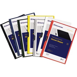 SOE Clip Folder PVC A4 Grey 1-30 Sheets Transparent Front Cover with Metal Clip