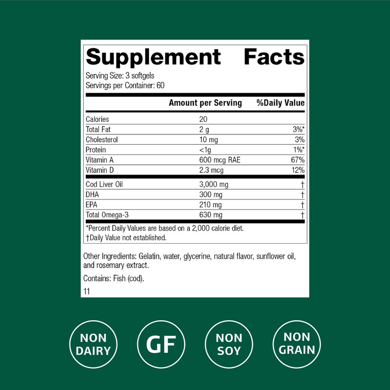 Standard Process Cod Liver Oil - Aids Healthy Skin &