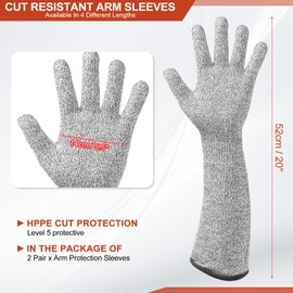 MECCANIXITY Cut Resistant Sleeves with Gloves, 17 Inch Arm Protection Sleeve HPPE Farmer Gardening Sleeves for Work Kitchen, Welding, Farming, Gray, Pair of 2