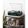 Vinyl Record Player with Built-in Speakers, USB Recording, Dark Green