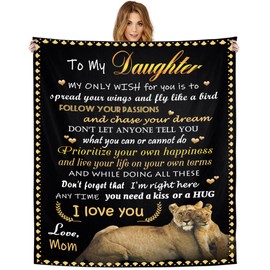 AERPTWEO Daughter Gifts from Mom,to My Daughter Blanket from Mom,Daughter Gifts-Birthday Gifts for Daughter,Christmas Thanksgiving Gifts for Daughter Lion Letter Custom Blanket 50"x60"