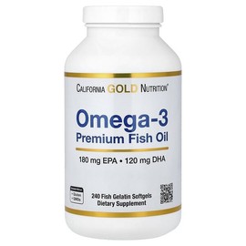 California Gold Nutrition, Omega 3, Premium Fish Oil, Fish Gelatin Softgels 240 Tablets / California Gold Nutrition (캘리포니아골드뉴트리션), 오메가3, 프리미엄 피쉬 오일, 피쉬 젤라틴 소프트젤 240정