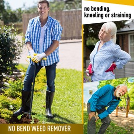 Colwelt Stand Up Weeder and Weed Puller, Stand Up Weed Puller Tool with Foot Pedal, Step and Twist Manual Weeder 40 Inch(Combo Pack - Stand Up Weeder & Hand Weeder& Garden Gloves)