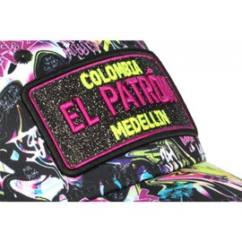 El Patron Cap Black and Purple Rhinestone Streetwear Colombia Medellin Baseball - Unisex, black