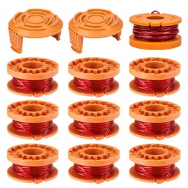 JAMSSOW Replacement Strimmer Spool Compatible with Worx WA0010 WA0004,Autofeed Nylon Line for Worx WG151 WG154 WG155 WG160 WG163 WG175 WG180, Replacement Cap WA6531, 1.65mm x 3.04m(10 Spool + 2 Cover)