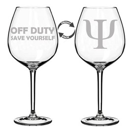 MIP Brand Wine Glass Goblet Two Sided Off Duty Save Yourself Psychologist Psychology (20 oz Jumbo)