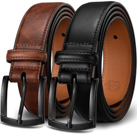 Zitahli Mens belt 2 Pack - Men Leather Belt Design for Work Business and Casual Golf Jeans-Men's Accessories Gifts for Men Size 36"-38"