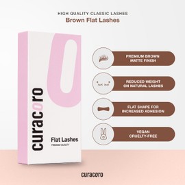 Curacoro Brown Eclipse Flat Lash Extensions - Mixed Length 8-15mm, Thickness 0.15mm, C CC D Curl, Brown Mink False Lashes, Matte Finish, Individual Eyelashes for Salon Use, Lightweight and Fluffy