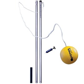 Park & Sun Sports Permanent Outdoor Tetherball Set with Accessories (2-Piece Pole) Yellow & Silver, 10.25 feet