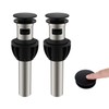 Hibbent 2 Pack Metal Bathroom Sink Drain with Overflow, Push