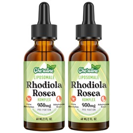 Cheroline Liposomales Rhodiola Rosea 950mg, 9-IN-1 Rhodiola Rosea Tropfen 120 ml, Rhodiola Wurzel flssige Tinktur, Premium Rosenwurz hochdosiert, Adaptogenic Kr?uter Erg?nzung, Vegan