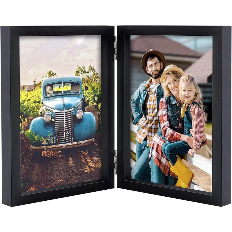 5x7 Picture Frames Double Hinged Wood Folding Photo Frames Vertical