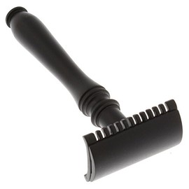 West Coast Shaving Midnight Collection Double Edge Safety Razor 77B, Black Stainless Steel-Open Comb Head