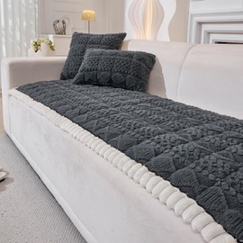 tianxinbaobei Plush Sofa Cover Washable, Non-Slip Couch Covers, Pet Friendly Couch Cover for Dog, Soft & Cozy Sofa Covers Furniture Protector(Black/28 x59/Loveseat Sofa Cover)