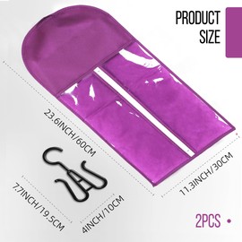 Wig Storage Dust-proof Wig Bag Hair Extension Holder 2PCS Waterproof Hair Extension Storage Wig Holder for Multiple Wigs Bags Storage with Hanger Wig Stand Hair Extensions, Wigs & Accessories (Purple)