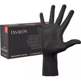 TASALON Disposable Black Nitrile Gloves 100 Count, 5 Mil Textured long Medium