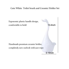 AORTULL White Ceramic Toilet Brush and Holder,Cute Unique Decorative Toilet Bowl Brush Household Cleaning Tool for Bathtub