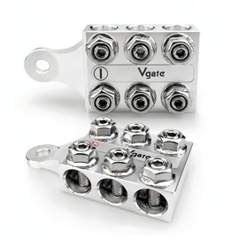 Vgate 12-Way Post Terminal Distribution Block Bus Bar, 8AWG up to 4/0(XL) AWG Gauge, for Lithium or AGM Lead Acid Battery with Bolt Down Ends or Threaded Studs, M8 or 5/16”-18