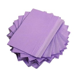 DEMEVA Babero Dental de Papel Multicolor 2 Capas de Papel y 1 de Polietileno Varios Colores 50 Pz (lila)