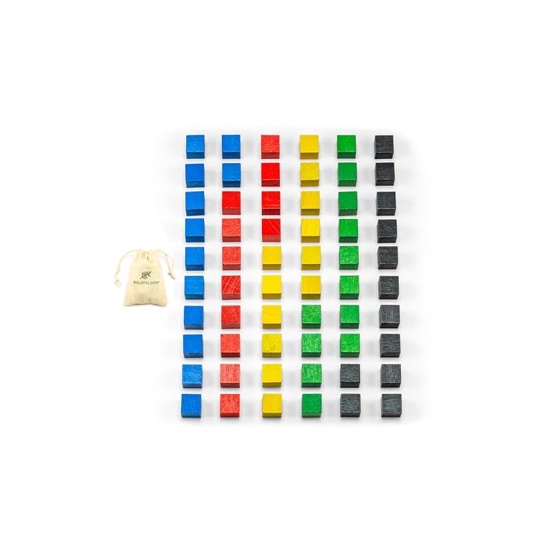 Waldfelsen®: 60 wooden cubes made of beech wood in five