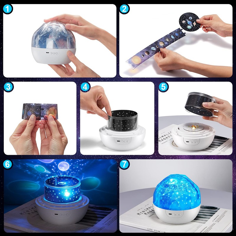 Solar System for Kids Projector Night Light, 360°Rotating+5 Films Planets
