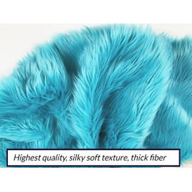 Bianna Creations | Faux Fur Fabric Ultra Soft Deluxe Plush Shaggy Squares (Teal Blue, 30x36 inches)