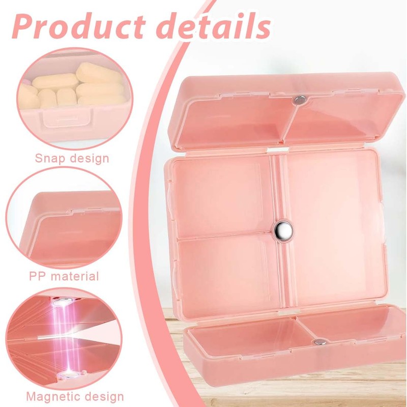 EIH1 Travel Pill Box Portable Pill Case with Magnetic Foldable