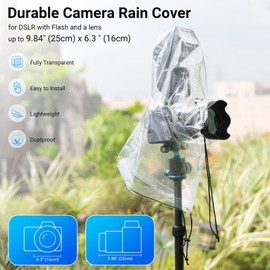 2 Pack Camera Rain Cover with Flash Clear Dust Proof Sleeve Protection for Canon EOS 4000D 1200D 90D 80D 77D 70D 5D 6D 7D Mark II R10 R7 R5 R6 Rp R Rebel T8i T7i T7 T6i SL3 SX70 SX60 HS