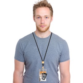 EUZUXU Long Lanyard, Key Chain Lanyard, Nylon Lanyards with Carabiner, Paracord Lanyard with Metal Ring and Mini Removable Braided Lanyard (Black), black