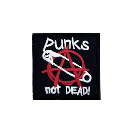 Gemelolandia | Punks Not Dead Iron-On Embroidered Patch with Anarchy Symbol - Limited Edition - 8 x 8 cm - Ideal for Backpacks and Clothes
