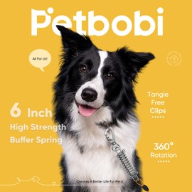 Petbobi 30ft Heavy Duty Dog Tie Out Cable up to 250lbs, Dog Tether for Yard Camping, 5mm Diameter Cable, Shock Absorbing Spring, 360° Swivel Clip - Give Your Dog The Freedom to Roam, Orange