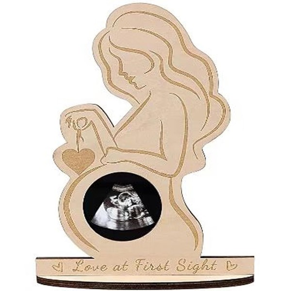 ZKSXOA Pregnancy Announcement Ultrasound Frame Stand Wooden Sonogram Frame Gift