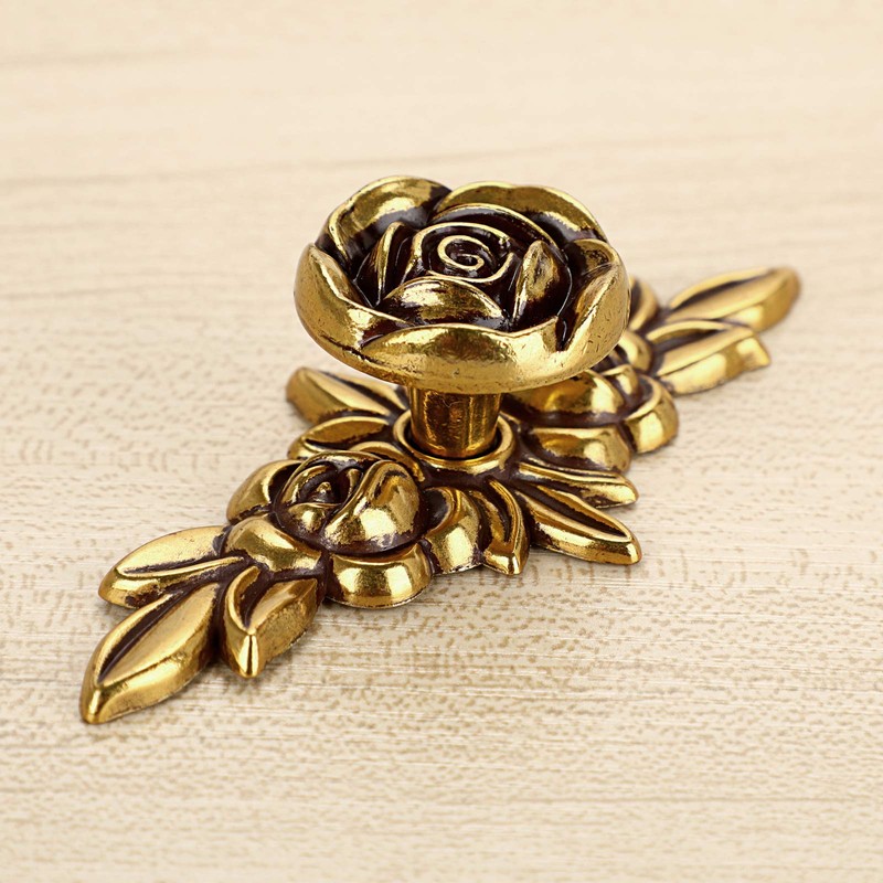 JUXYES Pack of 5 Euro Rose Decorative Cabinet Knobs with