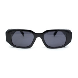 SA106 Mod Diamond Beveled Cut Geometric Rectangle Plastic Sunglasses All Black