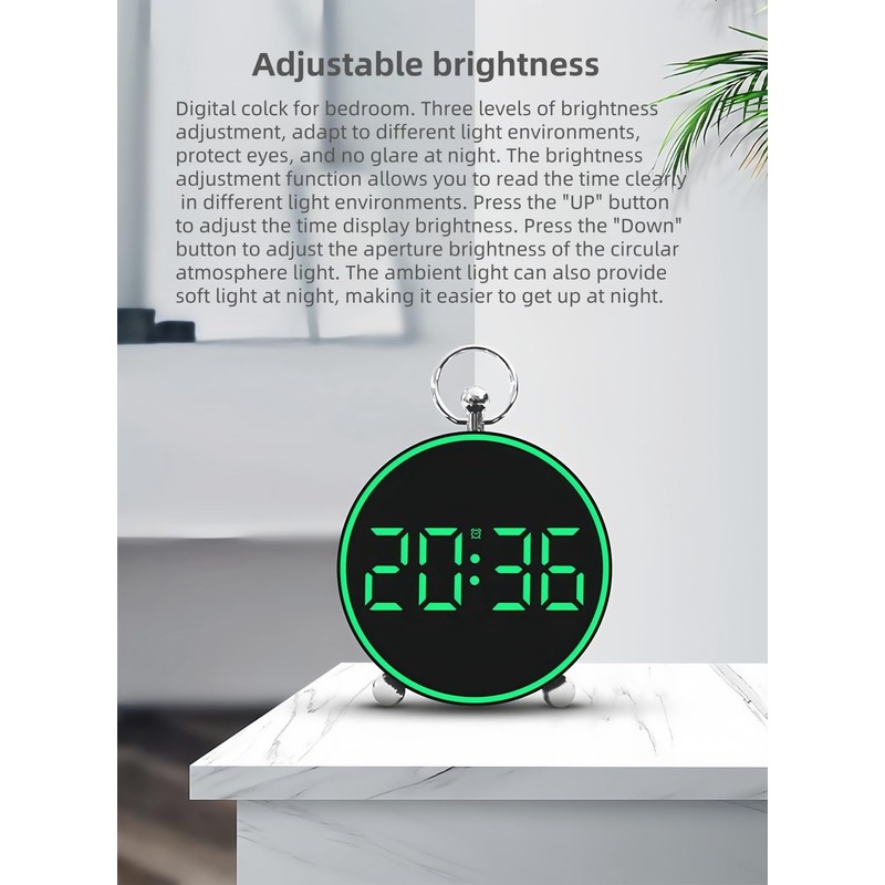 YHFITN LED Digital Alarm Clock with Date, Temperature, Snooze Function,
