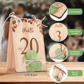 Chunful Wooden Table Numbers for Wedding Reception 1-20 Rustic Wedding Table Numbers Signs for Party Bridal Shower Banquet Restaurant Tables Centerpieces Decoration 4'' x 6'' (Eucalyptus)