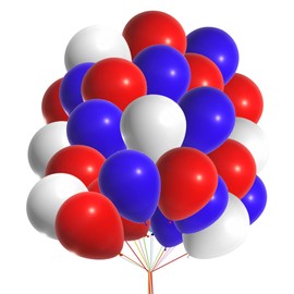 10 inch Balloons Red White Blue Balloons Union Jack Royal Themed Balloons for Valentines Circus Baseball Theme Party Decoration Birthday Wedding Decor 30pcs