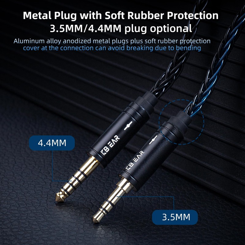 keephifi KBEAR ST12 Plus 2Meters Black IEM Cable 3.5MM 2PIN