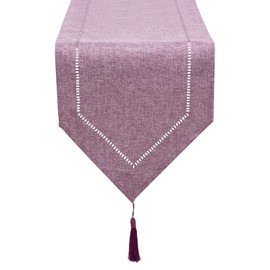 LLCUTESHOP Table Runner Purple 32 x 270 cm Modern Innovative Design Plain Linen Table Runner Washable High-Quality Table Runner Wheat Ear Design for Dining Room Party Holiday Decoration
